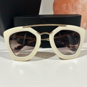Prada White and Gold Sunglasses